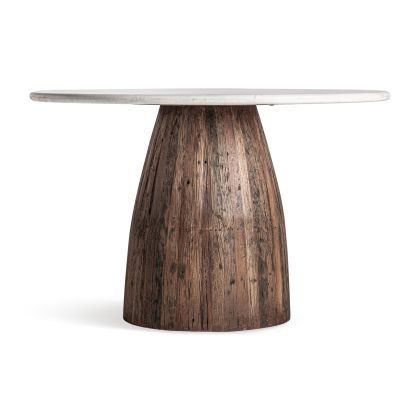 Reclaimed Wood and Marble Dining Table, 120 Cm