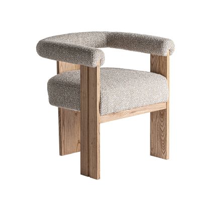 Silla Ustka Tejido Gris Jaspeado Madera Natural, 73 Cm