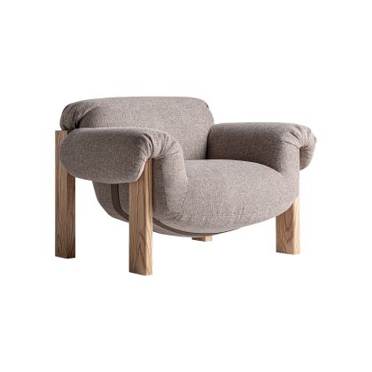 SILLÓN Hesse Madera Tonos Marrón Tejido Topo, 112 Cm