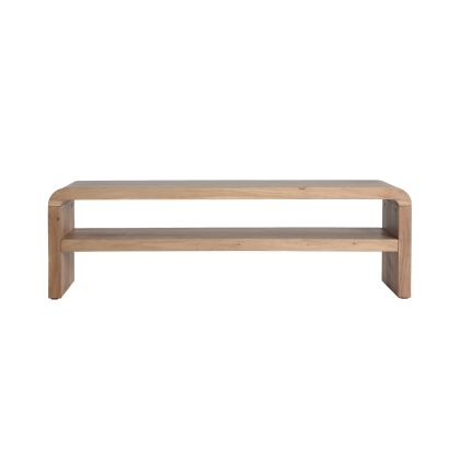 TV Stand BREIL Natural Brown Wood 1 Shelf, 145 Cm