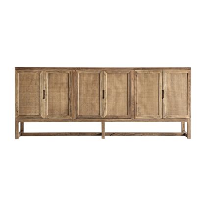Byremo Sideboard Brown Tones Wood 6 Doors, 220 Cm Byremo Sideboard Brown Tones Wood 6 Doors, 220 Cm