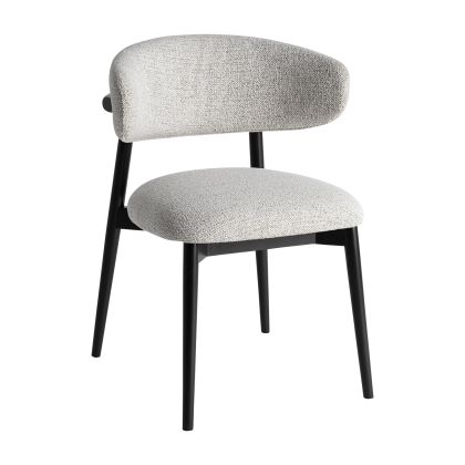 Zell Chair Black Wood Grey Fabric, 80 Cm