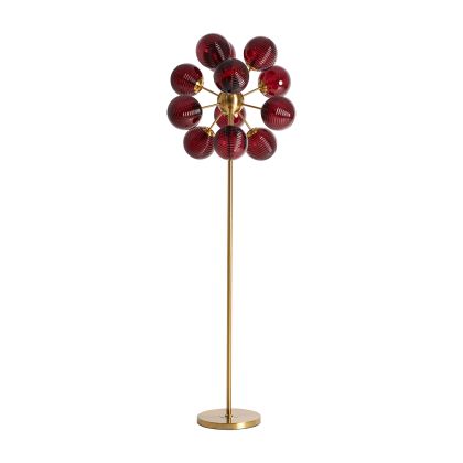 Alana Bordeaux Glass and Gold Metal Floor Lamp, 168 Cm Alana Bordeaux Glass and Gold Metal Floor Lamp, 168 Cm