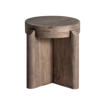 Taburete rústico en madera de olmo marrón.