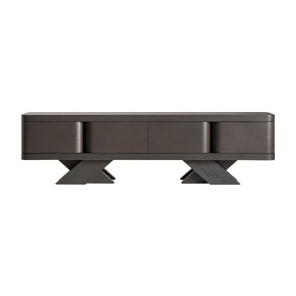 Rize Black Wood Geometric TV Stand 2 Doors, 200