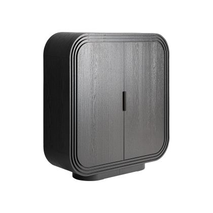 Armario art decó moderno en madera de roble negro con 2 puertas.