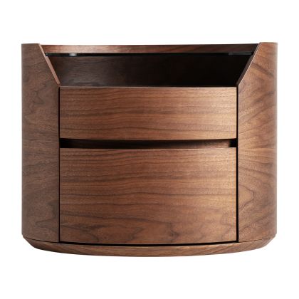 Lecco Brown Wood Ceramic Nightstand 2 Drawers, 48 Cm