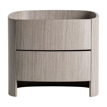 Burkina Grey Wood Nightstand 2 Drawers, 55 Cm
