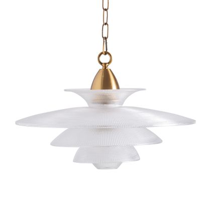 Lámpara de techo en cristal blanco texturizado y acero cobre.