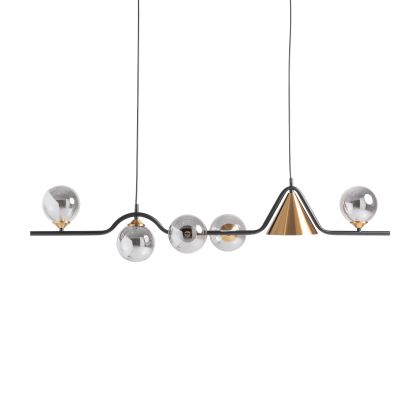 Lámpara de Colgar FASHA Cristal Hierro Cobre Negro, 123 cm