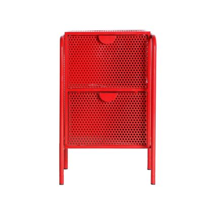 Mesita De Noche Color Rojo Fabricado Hierro, 41 cm