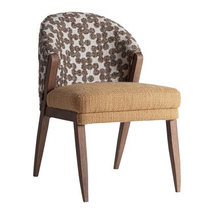 Brown Wood Chair Mustard Fabric, 85 Cm