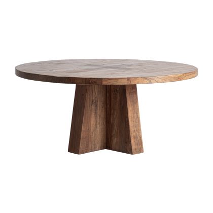 Mesa de comedor en madera de sal marrón. Mesa de comedor en madera de sal marrón.