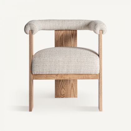 Silla Roble Natural Tejido Blanco Concept, 73 Cm