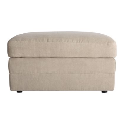 Módulo sofá reposapiés en madera tapizado topo.