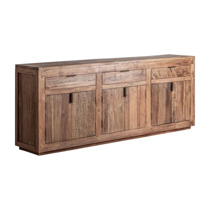 Brown Wood Sideboard Black Iron, 224 cm Brown Wood Sideboard Black Iron, 224 cm