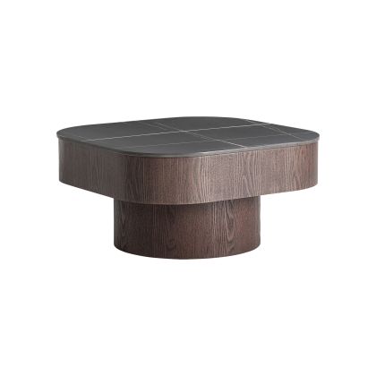 Mesa de Centro NEUFS Mármol Negro Madera Marrón, 70 cm Mesa de Centro NEUFS Mármol Negro Madera Marrón, 70 cm