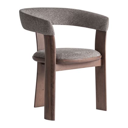 Silla en madera de fresno nogal tapizado en tejido topo 59 cm