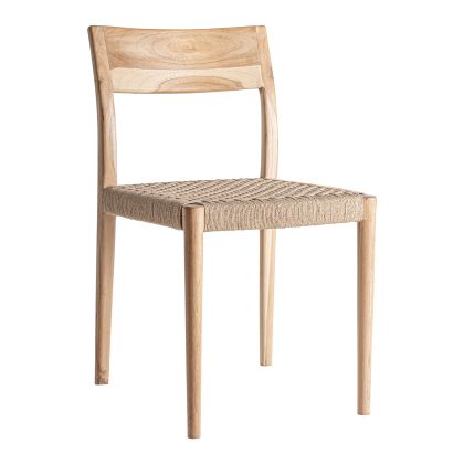 Silla en madera de teca y fibra natural marrón 45 cm