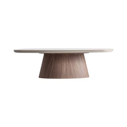 Mesa de centro en madera dm topo y chapa de nogal 140 cm