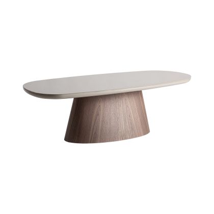 Mesa de centro en madera dm topo y chapa de nogal 140 cm