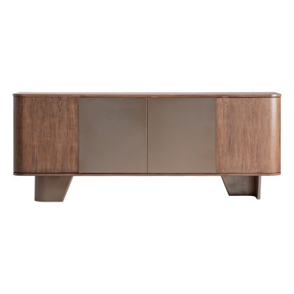 Aparador 4 puertas en madera y chapa de olmo y acero bronce 200 cm