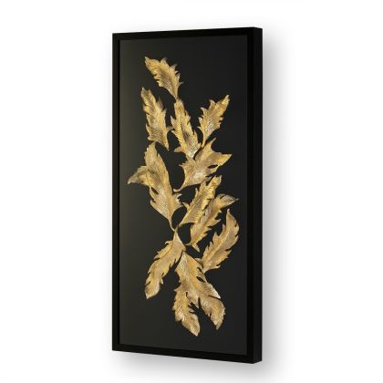 Cuadro  Hojas Oro Metal Madera,60 Cm