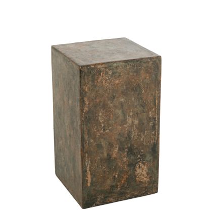 Pilar decorativo diseño moderno en madera contrachapada marrón, óxido y gris.