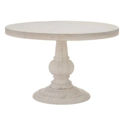 Mesa Comedor Redonda Estilo Vintage Blanco Rozado, 120 cm