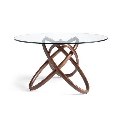 mesa comedor cristal y madera, Ø 130