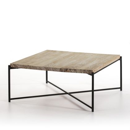Mesa Centro Industrial Cuadrada Madera Metal