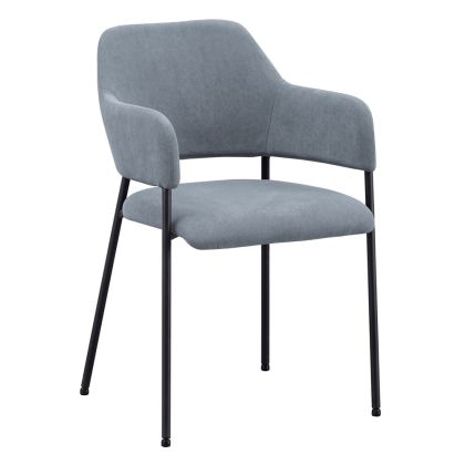 Silla Moderna Textil Gris Patas Metal Negro