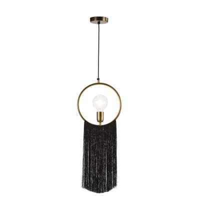 Ceiling Lamp 27x4x30 Gold Metal/Black Fabric