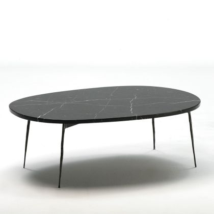 Mesa de centro Metal/Mármol en Negro Mate, 100 Cm.