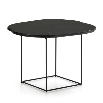 Side Table 60x50x40 Matte Black Marble/Black Metal