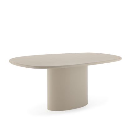 Mesa de comedor contemporánea en piedra y resina topo.