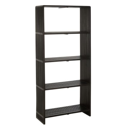 Teak Wood Shelving Unit 4 Levels Black, 88 cm