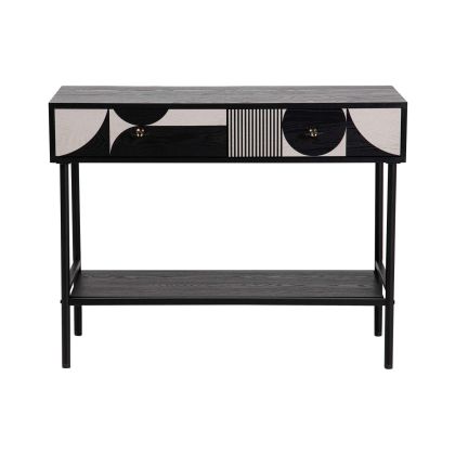 Black and White Geometric Design Metal Console, 100X40X77 Cm
