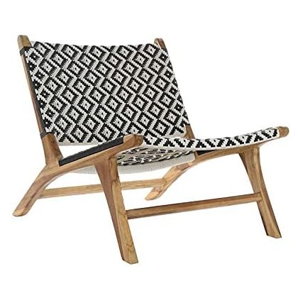 Butaca Vintage Madera Teka PVC Negro, 65 Cm