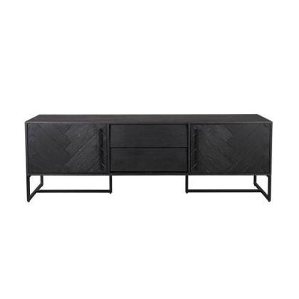 Mueble Tv Industrial Chapa Acacia Metal Negro