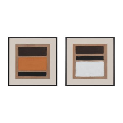 SET/2 Lienzos Enmarcados 80x5x80/80x5x80 Madera/Cristal -- Negro