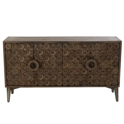 Aparador Círculos 4 Puertas Madera Mango Marrón, 152 Cm