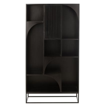 Minimalist Black Mango Wood Shelving Unit, 100 cm