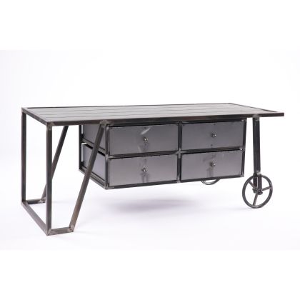 Mesa Centro Ruedas hierro industrial, 120 Cm