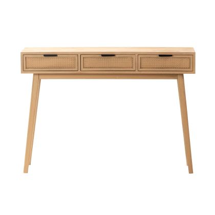 Consola 3 Cajones Tropical Nórdica Ratán Madera Pino, 106 Cm