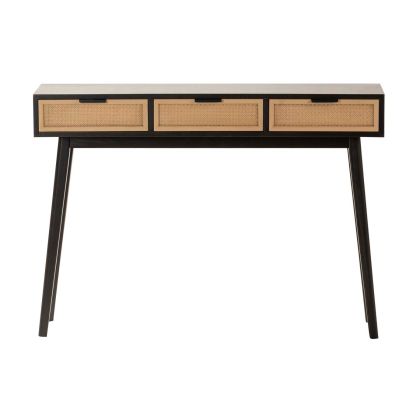 Consola 3 Cajones Nórdica Tropical Ratán Madera Pino, 106 Cm