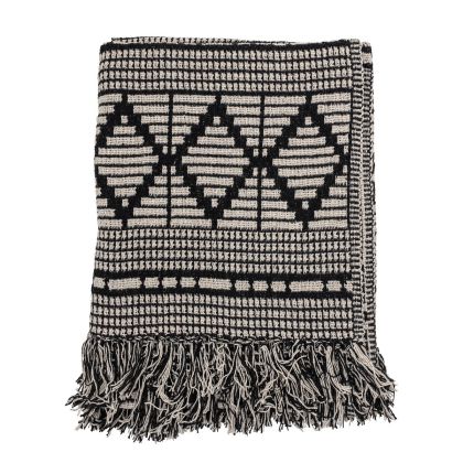 Manta Plaid Algodón Reciclado Color Negro, 160 Cm
