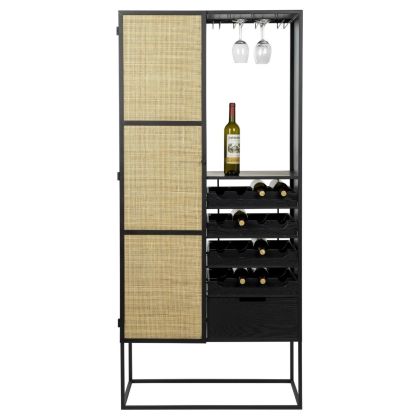 Armario GUUJI Vinoteca Ratán Natural Metal Negro