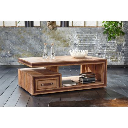 Mesa De Centro 1 Cajón 2 Espacios  Madera,120 Cm