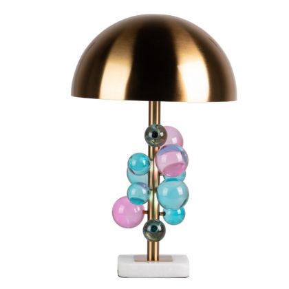 Lámpara de Sobremesa Art Decó Mármol Metal Dorado Cristal, 62 cm